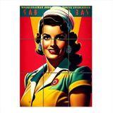 Bedeko Retro Güzel Kadın Tasarım 9 Parça Puzzle Tablo