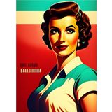 Bedeko Retro Kadın Poster Mdf Tablo