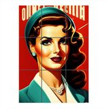 Bedeko Retro Kadın Tasarım Ahşap 9 Parça Puzzle Tablo