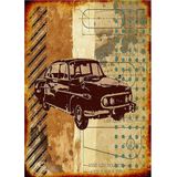 Bedeko Retro Klasik Araba Çizimi Art Mdf Poster