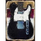 Bedeko Siyah Elektro Gitar Dekoratif Mdf Tablo
