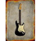 Bedeko Siyah Fender Gitar Tasarım Ahşap Tablo