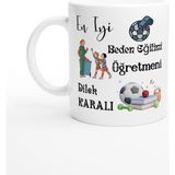 Beden Eğitimi Öğretmeni Hediyesi – Kişiye Özel Porselen Kupa Bardak, Çift Taraf Baskılı, 300 Ml, Kutulu - 1 Adet