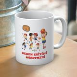 Beden Öğretmenlerine Özel Öğretmenler Günü Hediyelik Baskılı Kupa - Beyaz - 300 ml