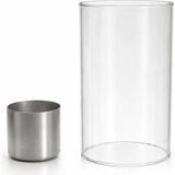 Bee Candle Home Masaüstü Şömine Uyumlu Yakıt Haznesi ve Cam Seti | Metal Bioethanol Haznesi ve Isıya Dayanıklı Borosilikat Cam - 1 Çift