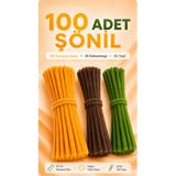 Bee Flower Shop 100 Adet Şönil Tel 30 cm Koyu Sarı Kahverengi Yeşil Tüylü Hobi Teli El İşi ve DIY Çiçek Yapımı