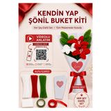 Bee Flower Shop Kırmızı Beyaz Lilyum Buketi Kendin Yap (Dıy) Kiti | 65 Adet Şönil Içerir Hobi ve Hediye Seti
