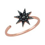 Bee Goddess Venüs Star M Siyah Pırlanta Kadın Altın Yüzük - Rose Gold - Standart
