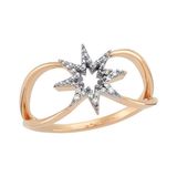 Bee Goddess Venüs Star Pırlanta Altın Serçe Parmak Yüzük - Rose Gold - Standart