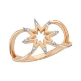 Bee Goddess Venüs Star Pırlantalı Altın Serçe Parmak Yüzüğü - Rose Gold - Standart