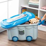Bee Home 50 lt Mavi Tekerlekli Oyuncak Kutusu Kapaksız Plastik Malzeme ile Kolay Taşınabilir