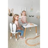 Bee Smart Çocuk Aktivite Masası,ahşap Montessori Masa Sandalye , Çocuk Odası,1 Sandalyeli - Beyaz - Naturel Ahşap