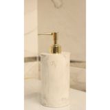 BeeCandleHome Beyaz Mermer Desenli Sıvı Sabunluk -Modern Dekoratif El Yapımı Sabunluk - Lüks Sıvı Sabun Dispenseri - Gold Renk Pompa