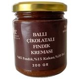 BEECHOCOLATE El Yapımı Rafine Şekersiz BALLI ÇİKOLATALI FINDIK KREMASI - BALLI , İlave Şekersiz - 200 gr