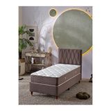 Beehanem Almula 90X190 Tek Kişilik (Baza+Başlık+Yatak) 3 Lü Set (Açık Kahve)