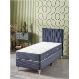 Beehanem Almula 90X190 Tek Kişilik (Baza+Başlık+Yatak) 3 Lü Set (İndigo)