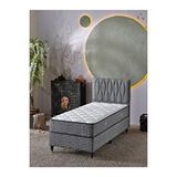 Beehanem Almula 90X190 Tek Kişilik (Baza+Başlık+Yatak) 3 Lü Set (Keten Gri)
