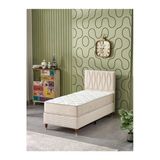 Beehanem Almula 90X190 Tek Kişilik (Baza+Başlık+Yatak) 3 Lü Set (Krem)