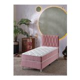 Beehanem Almula 90X190 Tek Kişilik (Baza+Başlık+Yatak) 3 Lü Set (Pembe)