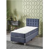 Beehanem Bengü 90X190 Tek Kişilik (Baza Başlık Yatak) 3 Lü Set (İndigo)