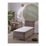Beehanem Bengü 90X190 Tek Kişilik (Baza+Başlık+Yatak) 3 Lü Set (Kahve)