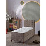 Beehanem Bengü 90X190 Tek Kişilik (Baza+Başlık+Yatak) 3 Lü Set(Keten Kahve)