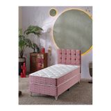 beehanem Bengü Pembe 90x190 Yatak+Baza+Başlık 3'lü Set Genç Kız Odası Sandıklı Ortopedik