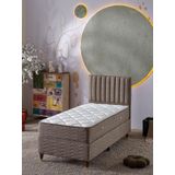 Beehanem Ezgi 90X190 Tek Kişilik (Baza Başlık Yatak) 3 Lü Set (Keten Kahve)