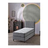 Beehanem Ezgi 90X190 Tek Kişilik (Baza+Başlık+Yatak) 3 Lü Set (Keten Gri)