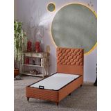 Beehanem Simge 90X190 Tek Kişilik (Baza+Başlık) 2 Li Set (Kiremit)