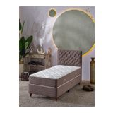 Beehanem Simge 90X190 Tek Kişilik (Baza+Başlık+Yatak) 3 Lü Set (Kahve)