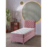 Beehanem Simge 90X190 Tek Kişilik (Baza+Başlık+Yatak) 3 Lü Set (Pembe)