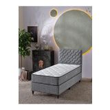 Beehanem Simge 90X190 Tek Kişilik (Baza+Başlık+Yatak) 3 Lü Set(Keten Gri)