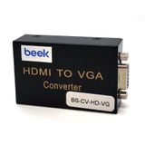 Beek HDMI Sinyalini <-> VGA Görüntü ve Ses Sinyaline Çevirici, 1 x HDMI 1.3 giriş (UXGA ve 1080I), 1 x VGA dişi / hoparlör (audio) 3.5mm yuva<br> Beek HDMI to VGA/3.5mm Audio, HDMI 1.3