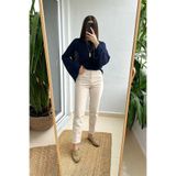 beeke Yüksek Bel Dar Paça Pamuklu Kot Pantolon - Mom Slim Jean