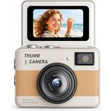 Beemen 48MP 4K Mini Dijital Fotoğraf Makinesi | 2.4'' Döner Selfie Ekranı | Otomatik Odaklama | LED Flaş | Şarj Edilebilir | Çocuk ve Başlangıç Seviyesi Kamera - Bej