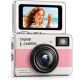 Beemen 48MP 4K Mini Dijital Fotoğraf Makinesi | 2.4'' Döner Selfie Ekranı | Otomatik Odaklama | LED Flaş | Şarj Edilebilir | Çocuk ve Başlangıç Seviyesi Kamera - Pembe