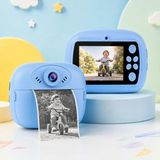 Beemen Çocuk Anında Baskı Kamerası 1080P Çift Kameralı 2 İnç Ekranlı Termal Yazıcılı Fotoğraf Makinesi - Mavi