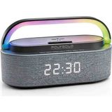 Beemen Rgb Işıklı Bluetooth Hoparlör Kablosuz Şarjlı Dijital Saat Alarm Özellikli Masaüstü Speaker - Gri