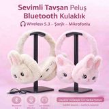 Beemen Sevimli Tavşan Peluş Bluetooth Kulaklık WBK861 – Wireless 5.3 – Mikrofonlu – Şarjlı - Ekru