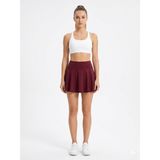 Beems Yüksek Bel Tenis Eteği - Şortlu Spor Etek - Koşu ve Fitness Skort - Bordo - XL