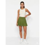 Beems Yüksek Bel Tenis Eteği - Şortlu Spor Etek - Koşu ve Fitness Skort - Haki - 2XL