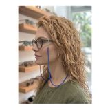 beePoint Mavi Kum ve Cam Boncuk Gözlük İpi 70 cm Optik ve Güneş Gözlük Uyumlu