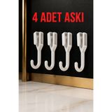 BeeQuin 4'lü Duvar Pano Oranizer Askı Raf Dekor Düzenleyici Askısı Çok Amaçlı Banyo Mutfak Oda