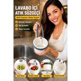 BeeQuin Butonlu Altı Açılabilen Evye Süzgeç Askılı Yemek Çay Atık Süzgeci Lavabo İçi Çöp Sepet Beyaz