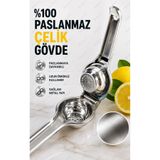 BeeQuin Paslanmaz Çelik Limon Sıkacağı Profesyonel Metal Manuel Narenciye Presi Metal El Tipi Ağır Hizmet Ergonomik Dayanıklı Gümüş Renk