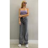 BEES JEANS Antrasit Gri Süper Extra Yüksek Bel Palazzo Salaş Jean Pantolon füme742333-27