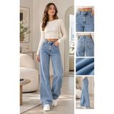Bees Jeans Christian Kadın Buz Mavi Palazzo Salaş Paça Süper Yüksek Bel Likralı Jean Pantolon - Buz - Kar Mavisi - 38
