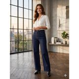 Bees Jeans Kadın Koyu Mavi Palazzo Salaş Paça Süper Yüksek Bel Jean Pantolon - 36