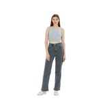 BEES JEANS Kar Yıkama Koyu Gri Likralı Süper Yüksek Bel Wide Leg Salaş Jeans Palazzo Kot Pantolon KOYU GRİ-36